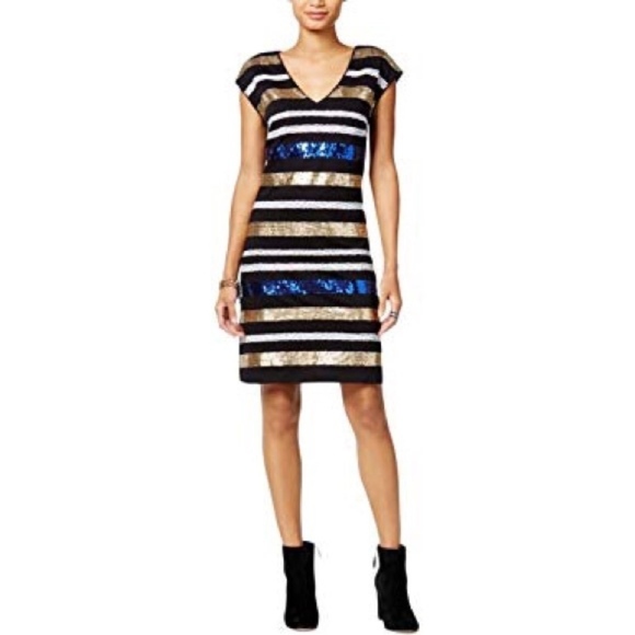 Tommy Hilfiger Dresses & Skirts - Tommy Hilfiger Sequined Striped Cocktail Dress XS